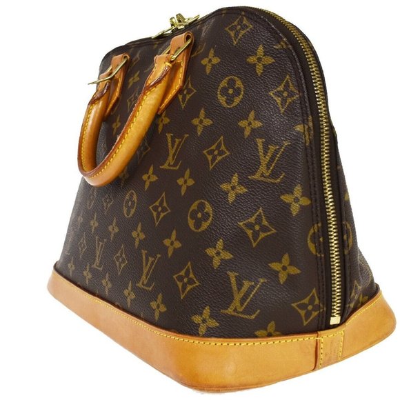LOUIS VUITTON LV Logo Alma Hand Bag Monogram Leather Brown France - Picture 4 of 16